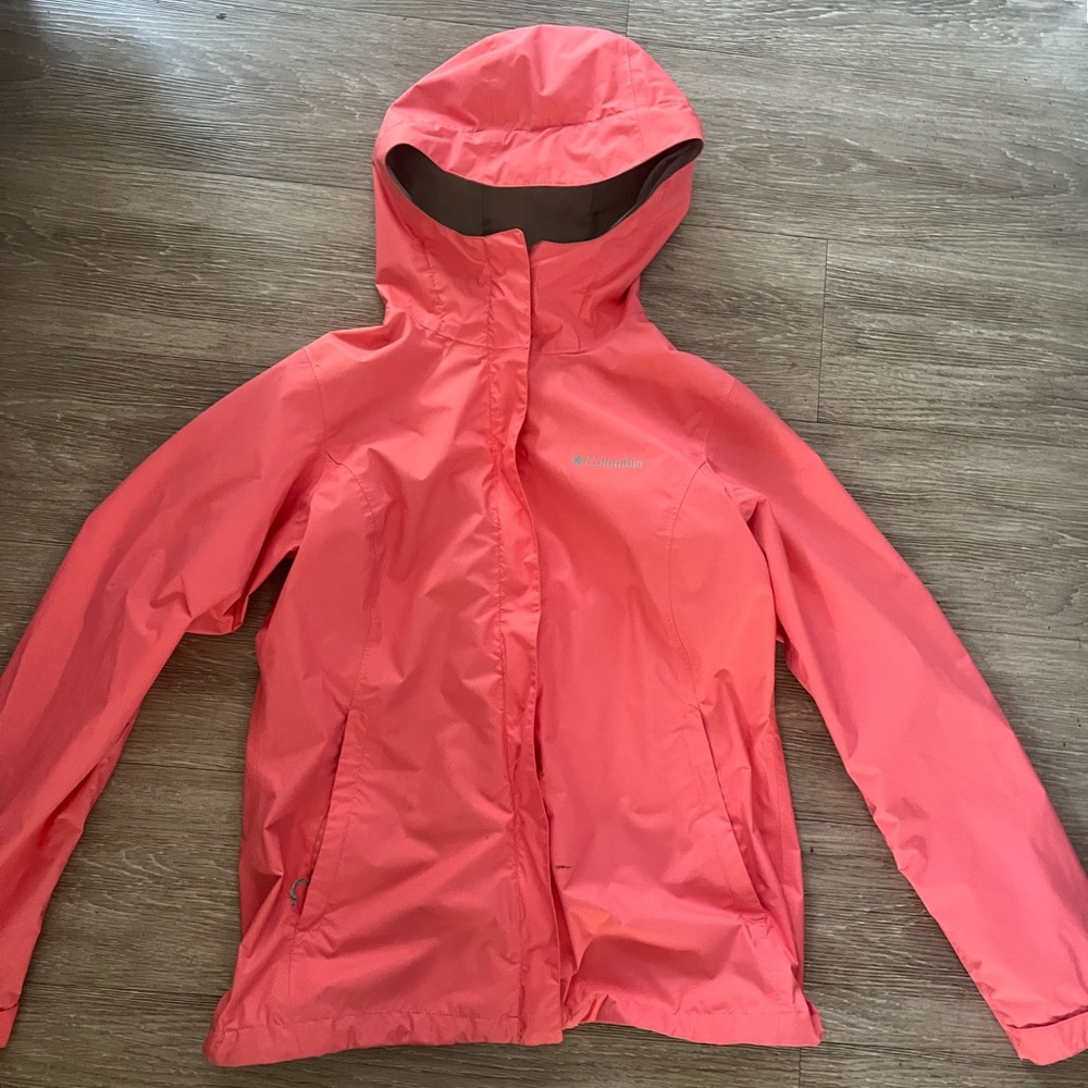 Columbia pink raincoat